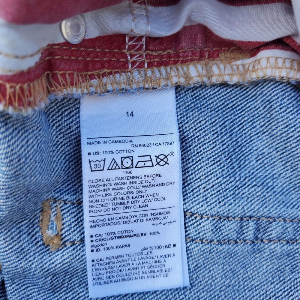 Old Navy Girls Size 14 High-Rise Denim Shorts with Flag Pockets Patriotic Blue - Picture 6 of 7